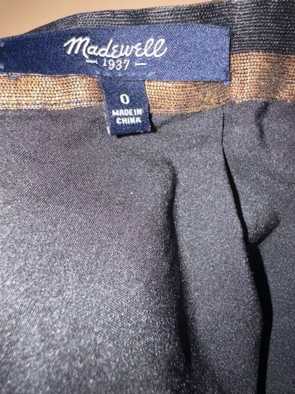 Madewell Black and Gold Striped Silk Linen Midi Skirt- Size 0 - Picture 3 of 5